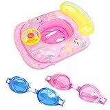 Counius Baby Schwimmen Trainer Sitz Schwimmtrainer Kinderboot mit Lenkrad Griff Aufblasbares Schwimmhilfen Baby Schwimmring+2 Kind Kieselgel Schwimmb