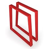 sossai® Stahl Tischgestell | ROT | Tischkufen/Tischbeine 2er Set inkl. Filzgleiter | 2 Stück | Breite 70 cm (50 Trapez) x Höhe 70 cm | TKG6 | Profil Trapez 20x60