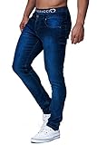 Leif Nelson Herren Jeans Hose Slim Fit Denim Blaue graue Lange Jeanshose für Männer Coole Jungen weiße Stretch Freizeithose Schwarze Cargo Chino Sommer Winter Basic LN301 Blau W34/L30