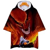 FAKDR Unisex 3D-Druck Naruto T-Shirt, Halber Ärmel,Geeignet Für Jungen, Mädchen, Kinder, Jugendliche, Erwachsene Rundhals-T-Shirt,Sommerkleidung, Eltern-Kind-Kleidung,B,XXXXL