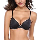 Wingslove Damen Klassiche Push-Up BH Body Make-Up Leicht Gepolstert T-Shirt Büstenhalter mit Bügel, Schwarz(black), 75 A (34 A)