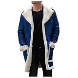 Finetyu Jacke Herren Wintermantel Parka Revers Fleecejacke Plüschmantel Cardigan Mäntel Winterjacke Lange Warme Dicker Mantel Schaffell Kaschmir Jacken Winter Winterparka Casual Knöpfe Wolle M
