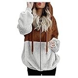 XTBFOOJ shacket damen jacken herbst fruehling elegante pullover blusen damen tiefer ausschnitt wilde kerle pullover oberteil weite aermel winterjacke große größen übergang warme strickjack