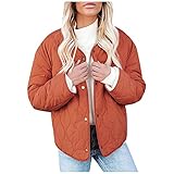 STOREYH Herbst Winter Frauen Volltonfarbe Fleece Knopf Outwear Elegant Langarm Rundhals Strickjacke Künstliche Wolle Warme Mäntel Damen Freizeit Slim Fit Taschen Jacken Windbreaker Schlank Jack