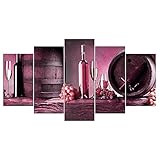 QQWW Rosa Vibe Wine Winery Getränk Leinwandbild XXL Wandbilder Wohnzimmer Wohnung Deko Kunstdrucke 5 Teilig Wandbild 50x25cm Vlies Leinwand Bild Hd Gedruckt Wandk