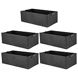HUANHUAN Huan Store 5 Packungsgewebe angehobene Gartenbett,quadratische Gartenblume Grow Backsack Gemüse Pflanztasche Pflanzertopf mit Griffen for Pflanzen,Blumen (Color : Black)