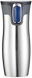 Contigo Thermobecher West Loop Autoseal, Edelstahl Isolierbecher, Reisebecher, Kaffebecher To Go, 100% dicht, auslaufsicher, hält bis zu 5h heiß/12h kalt, 470 ml, Silb