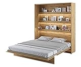 Schrankbett Bed Concept, Wandklappbett mit Lattenrost, V-Bett, Wandbett Bettschrank Schrank mit integriertem Klappbett Funktionsbett (BC-13, 180 x 200 cm, Artisan Eiche, Vertical)