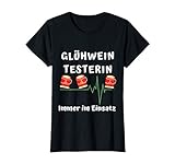 Damen Glühwein Testerin Lustiger Spruch Weihnachtsmarkt Geschenk T-S