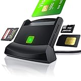 CSL - USB Chipkartenleser - SmartCard Reader - Cardreader - smart Card Reader - unterstützt Smart Cards und SIM Cards, Sdcard, Micro Sd - schw