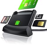 CSL - USB Chipkartenleser - SmartCard Reader - Cardreader - smart Card Reader - unterstützt Smart Cards und SIM Cards, Sdcard, Micro Sd - schw