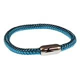WAVEPIRATE® Segeltau-Armband Sylt Blau/Silber 18 cm Edelstahl-Verschluss in Geschenk-Box Männer Damen H