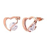 ANAZOZ Ohrringe Ohrringe Damen Weißs Zirkonia Herz Edelstahl Ohrringe Rosegold Damen Ohrring