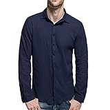 Hemd Herren Regular Fit Atmungsaktiv Dünnschliff Leinenhemd Herren Einfachheit Einfarbig Mode Langarm Shirt Herren Komfortabel Schnelltrocknend Hemd H