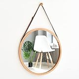 Wandspiegel Rund Holz Runder Spiegel Bambus Hängender Spiegel zum Aufhängen Rund (Holz, 45CM)