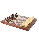 WXY-DE High-End-Mahagoni-Kern Massivholz-Leder-Boxen Magnetischer Schachclub gewidmet,40x40x2.5