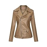 GFGHH Damen Kunstlederjacke Jacke Tailliert Taille Biker Style Motorradjacke Bikerjacke Übergangsjacke Ladies Oberbekleidung Frauen PU Lederjacke Leather Jacket Fashion Retro Winddicht Warm Verdick