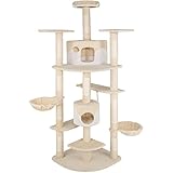 TecTake Kratzbaum für Katzen Katzenkratzbaum Katzenbaum Kletterbaum SISAL - Diverse Farben - (beige-Weiss | Nr. 402186)