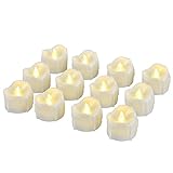 LED Kerzen, Pretop LED Tee Lichter flammenlose Kerzen mit Timer, Automatikmodus: 6 Stunden an und 18 Stunden aus, 3.2x3.6 cm, [12 Stück, Warm-weiß]