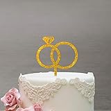 Dankeskarte.com Cake Topper Ringe - für die Hochzeitstorte - Acrylglas Gold Glitzer - XL - Tortenaufsatz, Kuchen, Deko, Tortenstecker, Tortenfigur, Hochzeit, Kuchanaufsatz, Kuchendeko, Mr M