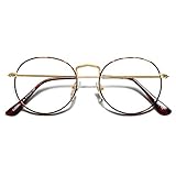 SOJOS Blaulichtfilter Brille Damen Herren Computerbrille Vintage-orientiertes Rund Design SJ5024 mit Leopard Rahmen/Anti Blaulicht L