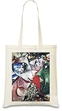 Tote bags Marc Chagall - I and the Village Painting Custom Printed 100% Soft Cotton| Natural Color & Eco-Friendly| Unique, Re-Usable & Stylish Handbag For Every Day Use| Custom Shoulder Bags By T