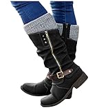 Winterstiefel Damen Plüsch Warm Stiefeletten Flache Halbstiefel Schnürstiefel Thermische Baumwollehandschuhe Klassisch Cowboy Kurzschaft Sexy Lässige Bequeme Westernstiefel W