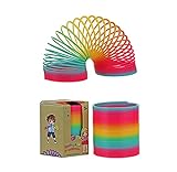 FUNTRADING Regenbogenspirale XXL [Ø 10 cm] Springspirale in bunten Farben - Kultspielzeug der 90er-Jahre als Treppenläufer-Ideal für Kindergeburtstag