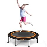 COSTWAY φ 120 cm Mini Trampolin, Fitness Trampolin faltbar, Kindertrampolin bis 65kg belastbar, Gartentrampolin, Indoor- und Outdoortrampolin für Erwachsene und Kinder (Orange)