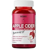 WEIDER Apfelessig Gummies , Apple Cider Vinegar Komplex mit wichtigen Vitaminen zur Unterstützung des Stoffwechsels, natürlich, vegan, glutenfrei, Keto friendly, leckerer Apfelgeschmack