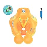 Olaffi Baby Schwimmen Schwimmhilfe Ring, Kleinkind Kinder Baby mit Sicherheitsgurt, Anti-Umkippen Aufblasbare Schwimmreifen Schwimmsitz für Kinder ab 6 bis 30 Monate,Orange,XL