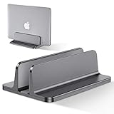 Bewahly Vertikaler Laptop Ständer, Aluminium Verstellbarer Notebook Ständer Platzsparender Halterung für MacBook Pro/Air, iPad, Samsung, Huawei, Surface, Dell, HP, Lenovo und andere (Grau)