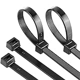 Kabelbinder schwarz 100 Stück, 300 mm/200 mm x 7,6 mm UV-Beständig ultra starke Kabelbinder mit 60 kg Zugfestigkeit Hitzebeständig, Langlebig