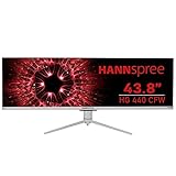 HANNspree HG440CFW 111,25cm (43,8') 32:9 LED Gaming Monitor, 3840x1080 Double FHD, 600cd, Lichtsensor, Remote Control, RGB Rainbow Light, 120Hz, USB Type-C Höhenverstellbar, Neigb