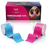 AM Royal® Kinesiotapes Pink + Blau – [2er Set] Tape - Sporttape inkl. 2 Aufbewahrungsboxen + Anleitung - [5m x 5cm] Rolle - Kinesiologie Tape für alle Sp