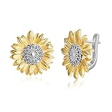 WINNICACA Ohrstecker S925 Sterling Silber Sonnenblume Ohrringe CZ tanzende Blume Ohrringe Frauen Mädchen Schmuck Muttertag Geschenk