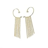 SBZX Sparkling Diamond Tassel Earrings,Flashing Tassel Chain Earrings,Long Dangle Chain Earrings for Women,Simple Long Tassel Ear Clip Female Earrings (Gold)