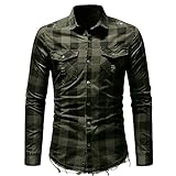 Männer Slim Fit Button Shirt Langarm Bluse Kausale Herbst Jungen M