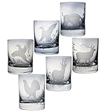 Minerva's Geschenke 6 Schnapsgläser mit Jagdmotiv groß Füllmenge 60 ml Stamper Likörg