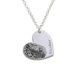 Cutygo Personalisierte Fingerabdruck Halskette 925 Sterling Silber Herz Name Halskette Anhänger Geschenk für Muttertag Gravur Schmuck
