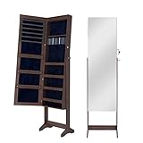 sogesfurniture Schmuckschrank Spiegelschrank abschließbar, 156x41x36.5cm Standspiegel Schmuckregal Schmuckkasten Spiegel Aufbewahrungsbox Organizer, BHEU-QH-6150-BW