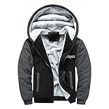 JJLLAZAD Männer Fleece Dicker Hoodie Viking Valknut Print Wollpullover Mit Reißverschluss Und Kapuze Herbst Mit Großen Taschen Casual Outwear,Black Gray,3XL