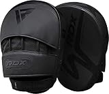 RDX Handpratzen Boxen Kampfsport MMA Training, Maya Hide Leder, Schlagpolster Boxpads Kickboxen Boxpratzen, Trainerpratzen Handschlagpolster Schwarz Boxing Pad, Schlagkissen Muay Thai Karate Taekw