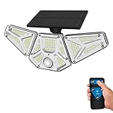 QILIN Solarlampen für Außen mit Bewegungsmelder, 113LED Solarleuchten mit Fernbedienung, 3 Modi IP65 Wasserdicht 270° Weitwinkelbeleuchtung Wandleuchte für Garten Patio Garage, 2er Pack