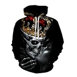 MITEHUAH Neue Herren Hoodie Frühling und Herbst Casual Pullover Pullover Personalisierte Schwarz Top 3D Schädel Digitaldruck (Color : E, Size : XXL)