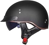 Motorradhelm Retro Harley Motorrad Halbhelm Eingebaute Schutzbrille ECE-Zertifizierter Cruiser Chopper Scooter Pilot Jet Helm Helm Mit Offenem Gesicht Schnellverschluss Helm (L=（59~60cm）, A)