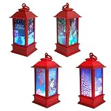 YJCY 4 STÜCK Weihnachtslaternen Weihnachten Dekorative Baumschmuck LED Laterne Telefonzelle Gartenlaterne Hängeleuchte Tischlampe Nachttisch N