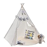 Princess Castle Tipi-Zelt für Kinder mit Bodenmatte & Tragetasche & farbiger Flagge, Spieltipi-Spielzeug für Baby & Kleinkind, faltbares Geschenk, Spielhaus für Jungen und Mädchen (weiß)