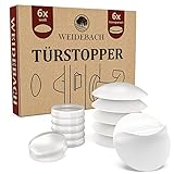 WEIDEBACH® 12x dezente Türpuffer mixed weiß & transparent, Türstopper Wand selbstklebend 20x5 mm / 40x8mm, Elastikpuffer für Bad, Möbel, Wände, Gummistopper, Türpuffer wand transparent,