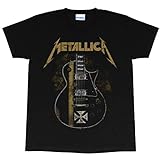 Popgear Damen Metallica Hetfield Guitar Cross Women's Boyfriend Fit Black Modische T-Shirts, Schwarz, 3XL